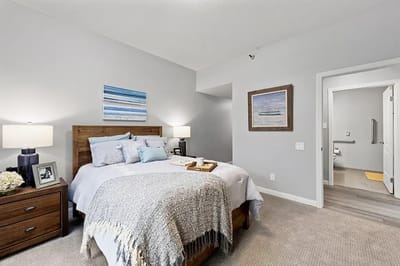 Cozy bedroom setup in a senior living facility