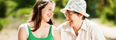 Visiting Angels Living Assistance Services, home care in Sterling Heights, MI — Smiling young woman and elderly woman enjoying time together
