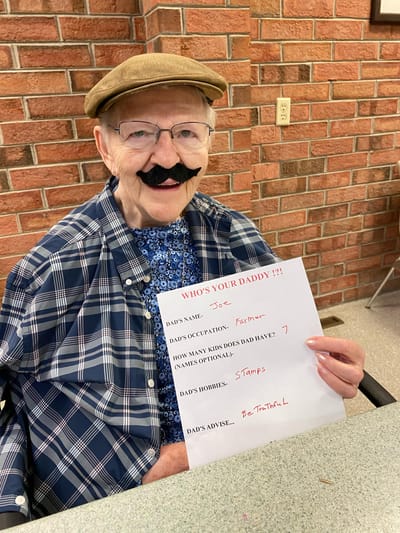 Resident engaging with a fun activity.
