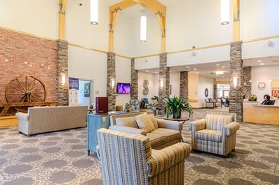 Welcoming common area with seating and decor.