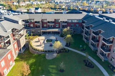 Aerial view of the Summit Retirement Center's outdoor space.