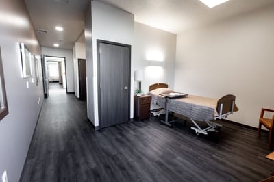 Interior view of a resident's room in a nursing facility