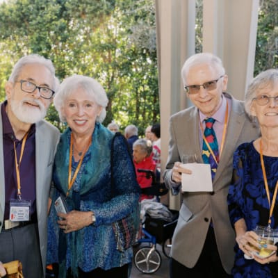 Residents enjoying a social gathering outdoors