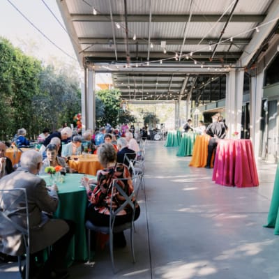 Residents enjoying a celebration in an outdoor space