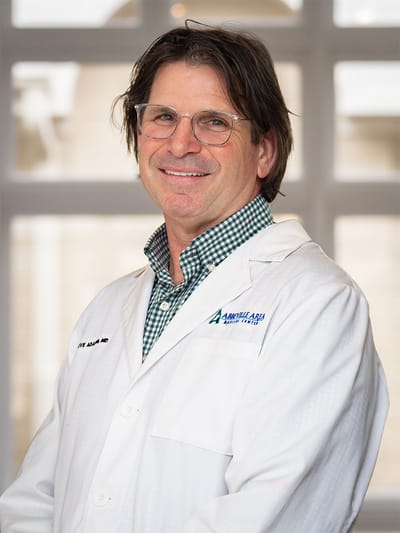 Portrait of a healthcare professional in a white coat