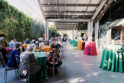 Residents enjoying a festive gathering in an outdoor space