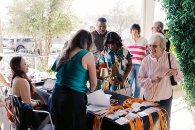 Residents interacting during an outdoor event