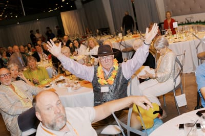 Residents enjoying a festive event with laughter