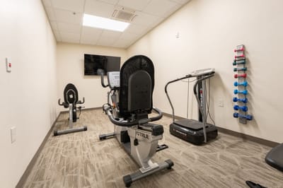 Exercise equipment in a fitness room