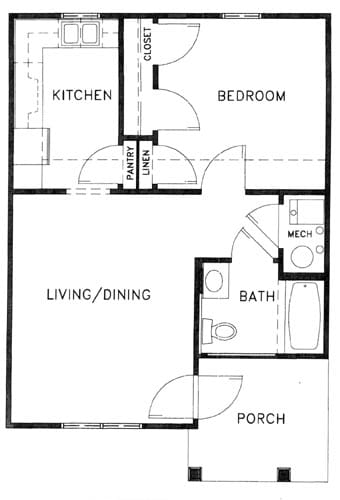 Architectural floor plan of a small unit