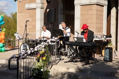 Live music performance at the facility entrance
