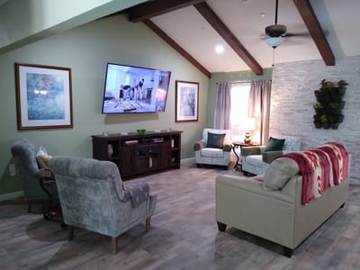 Bright common area with comfortable seating