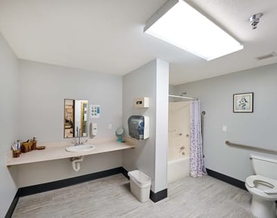 Accessible bathroom with safety features