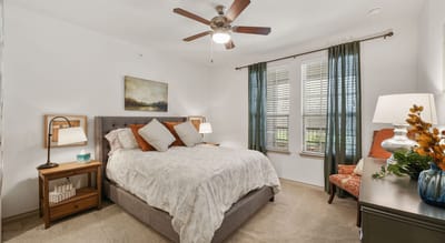 Cozy interior view of a private resident room
