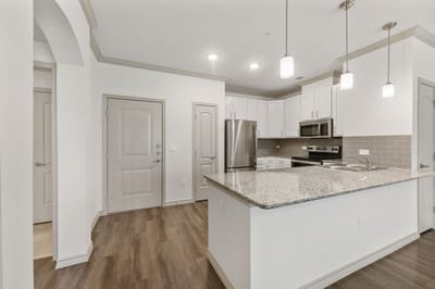Modern kitchen in a senior living apartment