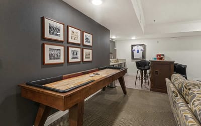 Activity room with shuffleboard and seating