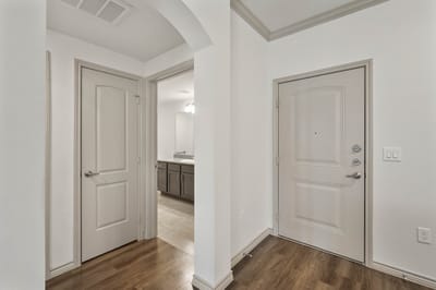 Interior view of the entrance to a private resident room