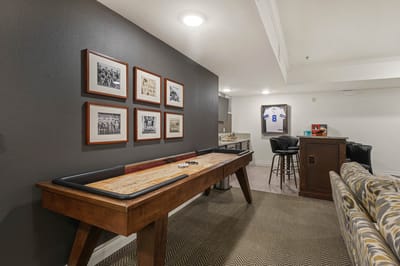 Interior of a common area with game table and decor