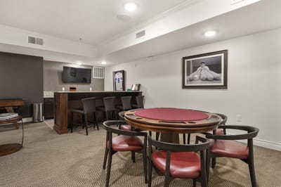Interior of a common area with poker table