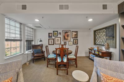 Interior common area with seating and artwork