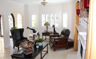 Cozy lounge area with comfortable seating and decor