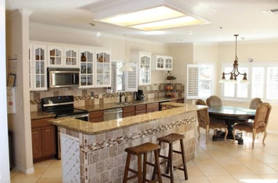 Bright kitchen area in a senior living facility
