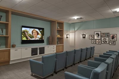 Cozy interior of a movie screening room