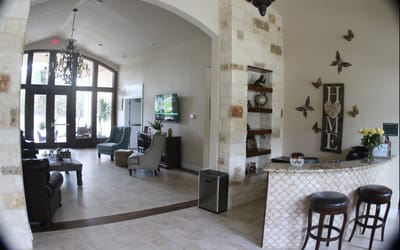 Interior view of a comfortable common area in the facility