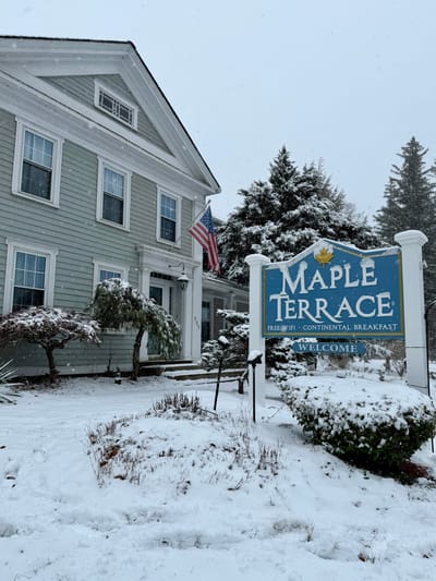 Exterior view of Maple Terrace Community Care in winter