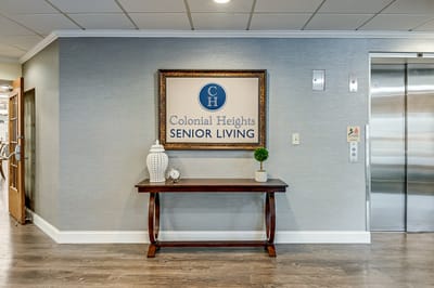 Interior view of Colonial Heights Senior Living lobby