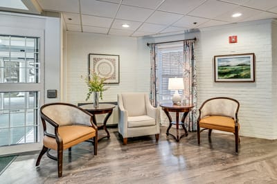 Bright common area with comfortable seating