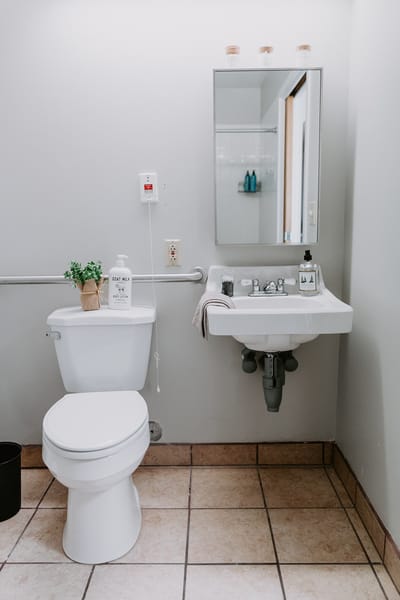 Clean, simple bathroom view with minimal decor