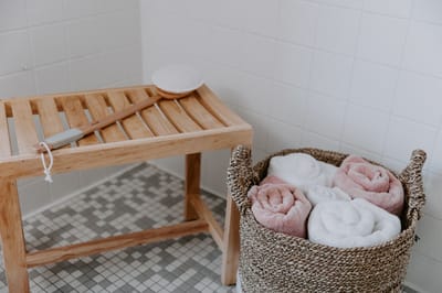 Clean towels organized in a bathroom setting