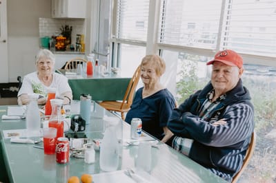 Residents enjoying lunch in a dining area