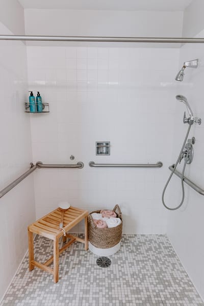 Accessible shower with safety features