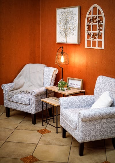 Cozy seating area in a warm interior