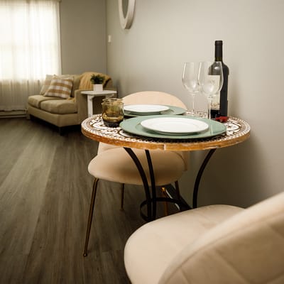 Elegant dining setup in a cozy interior setting