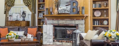 Cozy common area with fireplace and seating
