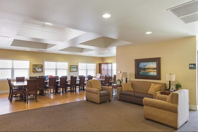 Common area with seating and dining table
