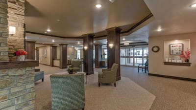 Cedar Ridge Village, nursing home in West Des Moines, IA — Welcoming lobby area with comfortable seating and decor