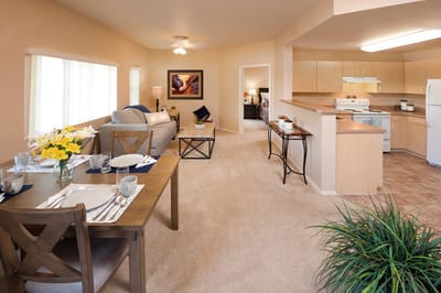 Bright and spacious interior of a resident apartment