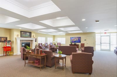 Bright interior common area with comfortable seating