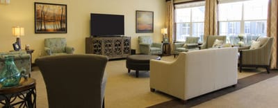 Bright common area with comfortable seating