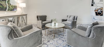 Comfortable lounge area with seating and decor