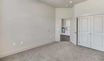 Interior view of a resident room with doors open