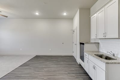 Modern interior kitchen space in a senior living facility