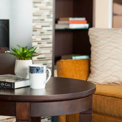 Cozy interior setting with a chair and table