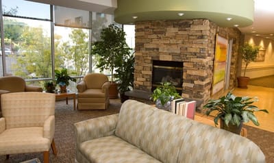 Interior common area with seating and plants
