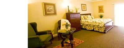 Cozy private resident room with floral decor