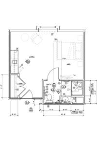 Architectural floor plan for resident unit